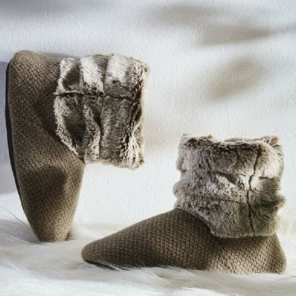 New! Soft Surroundings Cozy Up Slippers M-IN ORIGINAL PACKAGING! Taupe